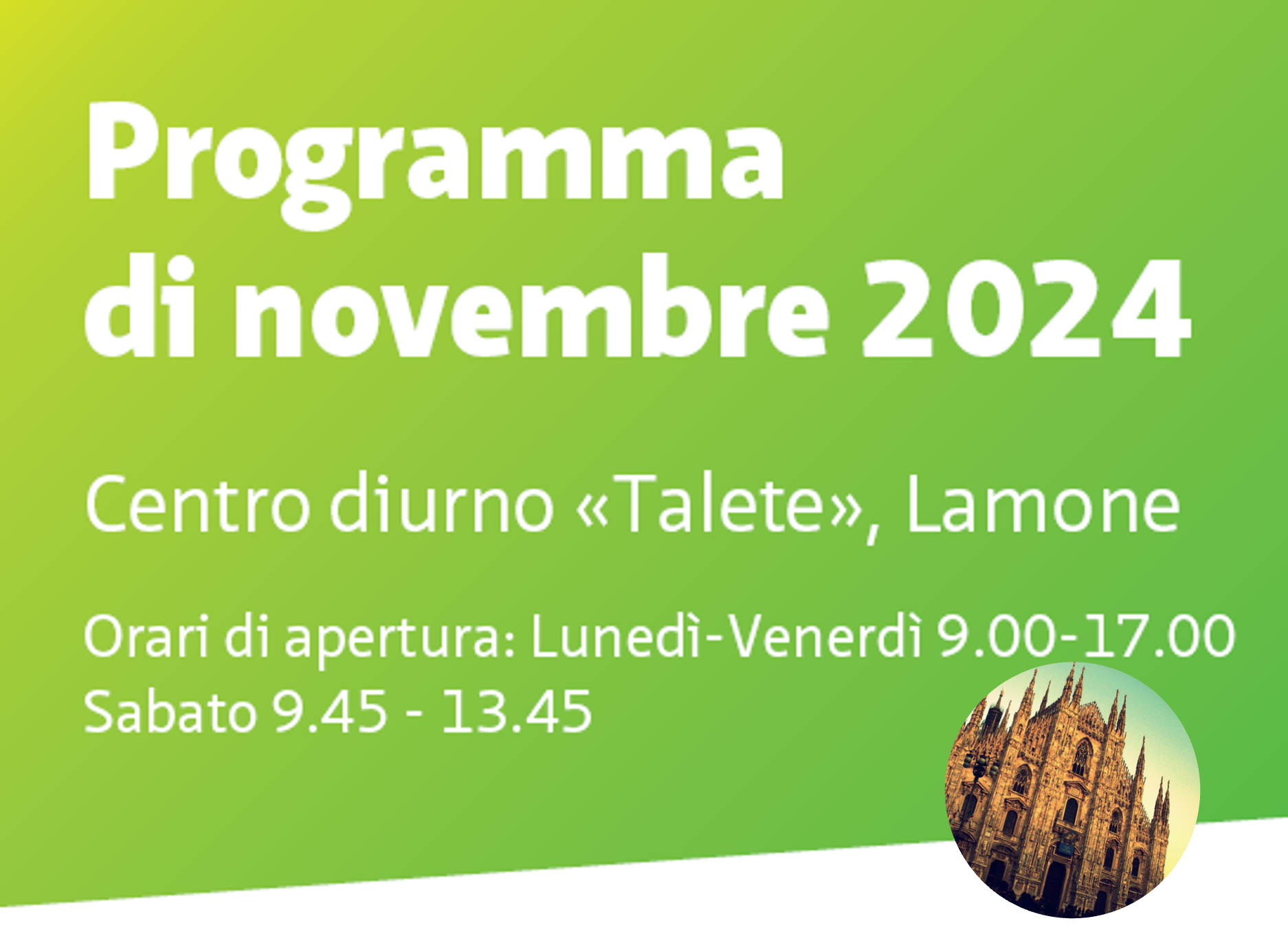 CDSA Lamone – Programma Novembre 2024 + visita duomo di Milano